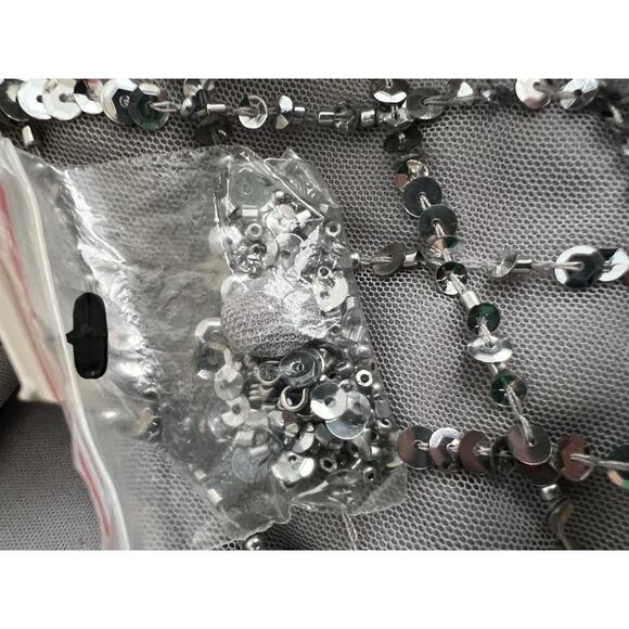 Adrianna Papell Platinum Size 10 Silver Beaded Tulle Bridesmaids Dress Formal - Picture 9 of 16